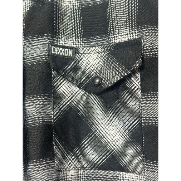 NWOT DIXXON Mickey Black & White Plaid Flannel Button Up Shirt Men's Medium - Picture 4 of 11